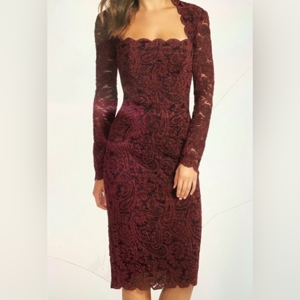 Maggy London Burgundy Lace Midi Dress Size 10